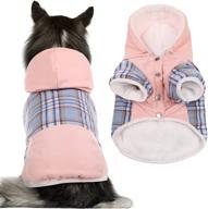 🐶 plaid dog coat with hood - extra warm fleece lining for dog winter clothes - puppy hoodies sweater outfit for small, medium & large dogs - vest pullover apparel with hooded shirts логотип