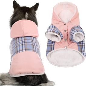 img 4 attached to 🐶 Plaid Dog Coat with Hood - Extra Warm Fleece Lining for Dog Winter Clothes - Puppy Hoodies Sweater Outfit for Small, Medium & Large Dogs - Vest Pullover Apparel with Hooded Shirts