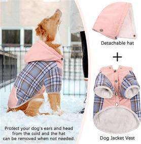 img 2 attached to 🐶 Plaid Dog Coat with Hood - Extra Warm Fleece Lining for Dog Winter Clothes - Puppy Hoodies Sweater Outfit for Small, Medium & Large Dogs - Vest Pullover Apparel with Hooded Shirts