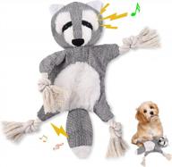 durable & interactive dog toy - grey raccoon stuffingless squeaky & crinkle toy with teeth cleaning features, ideal for small to medium aggressive chewers logo