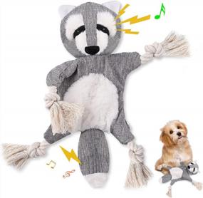 img 4 attached to Durable & Interactive Dog Toy - Grey Raccoon Stuffingless Squeaky & Crinkle Toy With Teeth Cleaning Features, Ideal For Small To Medium Aggressive Chewers