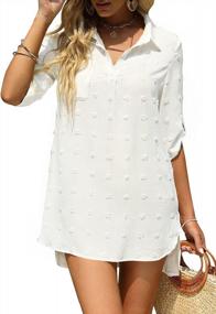 img 4 attached to Stay Stylish On The Beach With YIBOCK'S Chiffon Swimsuit Coverup Dress Shirt For Women