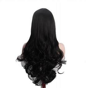 img 3 attached to Natural Black Synthetic Hair Wig With Bangs For Women - Bigger And Better