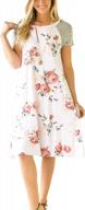 minipeach women summer 3 4 sleeve floral print a-line knee length casual t shirt dress logo