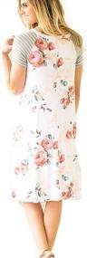 img 3 attached to Minipeach Women Summer 3 4 Sleeve Floral Print A-Line Knee Length Casual T Shirt Dress