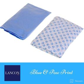 img 1 attached to 👶 LANCON Kids Pack N Play Portable Crib Sheet Set - 2 Pack of Ultra Soft Jersey Knit Cotton Fitted Sheets in Blue/Paw Print