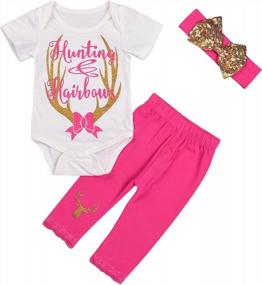 img 4 attached to Xmas Baby Gifts: Imcute Letters Prints Romper Bodysuit+Pants+Headband Outfits