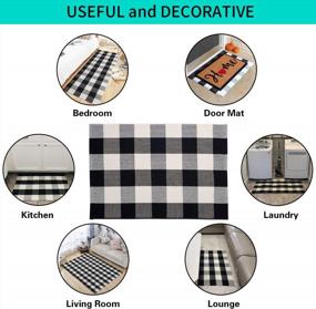 img 3 attached to MUBIN Buffalo Plaid Rug 2X3 Ft Outdoor Black And White Checked Rug Cotton Reversible Hand-Woven Indoor Washable Entryway Front Porch Decor Rugs For Layered Welcome Front Door Mats