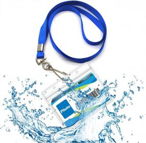 img 1 attached to 50 Pack Lanyard With Clear ID Badge Holder Waterproof Reusable Name Tags Holders For Adults Kids Business School Church Conferences(Blue)