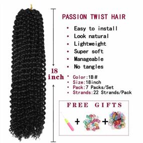 img 3 attached to Get A Bohemian Look With Ubeleco'S Black 18 Inch Passion Twist Crochet Hair - Water Wave Texture With 22 Strands/Pack