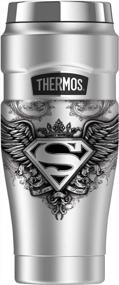 img 4 attached to Дорожный стакан из нержавеющей стали с логотипом Супермена на 16 унций с вакуумной изоляцией и двойными стенками от THERMOS SAINLESS KING