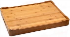 img 1 attached to Large Bamboo Serving Tray By Bamber - Decorative Platter For Coffee And Tea, 18 X 13 X 1.2 Inches