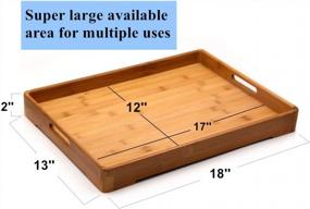 img 3 attached to Large Bamboo Serving Tray By Bamber - Decorative Platter For Coffee And Tea, 18 X 13 X 1.2 Inches