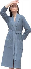 img 4 attached to Роскошный женский халат с вафельным воротником и капюшоном с окантовкой: легкий, длинный и ультрамягкий банный халат для спа-пижамы
