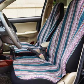 img 3 attached to INFANZIA Baja Car Seat Cover - 4 PC Universal Boho Bucket Seat Covers, Saddle Blanket Front Seat Cover With Seat-Belt Pad Protector For Car, SUV, Truck