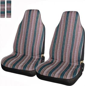 img 4 attached to INFANZIA Baja Car Seat Cover - 4 PC Universal Boho Bucket Seat Covers, Saddle Blanket Front Seat Cover With Seat-Belt Pad Protector For Car, SUV, Truck