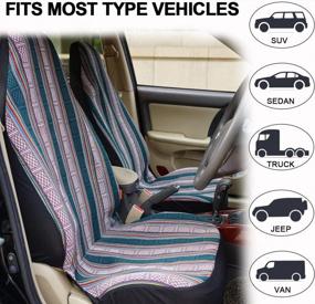 img 2 attached to INFANZIA Baja Car Seat Cover - 4 PC Universal Boho Bucket Seat Covers, Saddle Blanket Front Seat Cover With Seat-Belt Pad Protector For Car, SUV, Truck