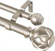 kamanina 1 inch double curtain rods 36 to 72 inches (3-6 feet) window telescoping drapery rod, netted texture finials, champagne gold logo