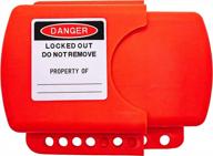 premium grade polypropylene tradesafe adjustable flanged ball valve lockout tagout device - red lock for 2 inch to 4-1/2 inch gas, oil or water valves. logo