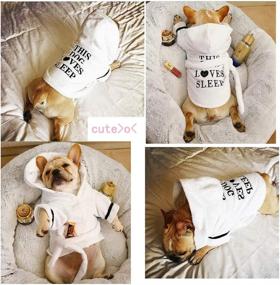 img 2 attached to 🐶 Premium Cotton Hooded Pet Bathrobe with Quick-Drying Feature - Soft Dog Bath Towel & Nightwear for Small Dogs and Cats, Luxury White (Size: S)