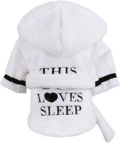 img 3 attached to 🐶 Premium Cotton Hooded Pet Bathrobe with Quick-Drying Feature - Soft Dog Bath Towel & Nightwear for Small Dogs and Cats, Luxury White (Size: S)