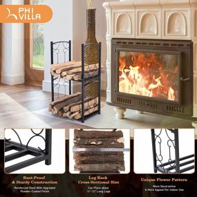 img 3 attached to PHI VILLA 2-Layer Firewood Rack Heavy Duty Double-Layer Fireplace Wood Holder Sorting Storage Rack For Outdoor Indoor Decoration