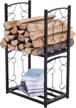 phi villa 2-layer firewood rack heavy duty double-layer fireplace wood holder sorting storage rack for outdoor indoor decoration logo