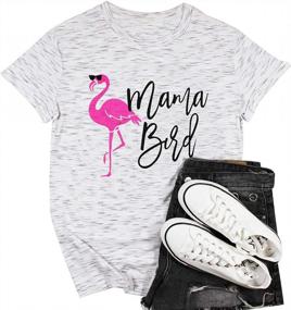 img 3 attached to Симпатичная футболка с рисунком фламинго для женщин - топ с принтом Mama Bird и забавным дизайном букв