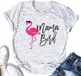 img 4 attached to Симпатичная футболка с рисунком фламинго для женщин - топ с принтом Mama Bird и забавным дизайном букв