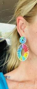 img 5 attached to Handmade Bohemian Raffia Drop Earrings For Women - Statement Boho Dangle Earrings And Fashion Jewelry Gift For Girls