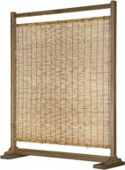 mygift large semi private reed single panel privacy screen room divider with rustic brown wood frame logo