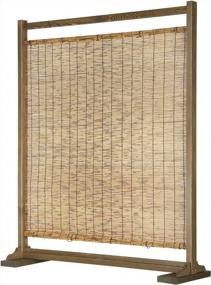 img 4 attached to MyGift Large Semi Private Reed Single Panel Privacy Screen Room Divider With Rustic Brown Wood Frame