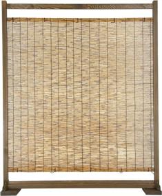 img 1 attached to MyGift Large Semi Private Reed Single Panel Privacy Screen Room Divider With Rustic Brown Wood Frame