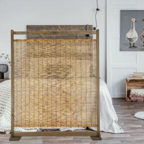 img 3 attached to MyGift Large Semi Private Reed Single Panel Privacy Screen Room Divider With Rustic Brown Wood Frame