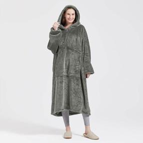 img 4 attached to Bobor Sweatshirt Blanket: Oversized Wearable Hoodie Fleece Blanket with Large Front 🧥 Pocket for Ultimate Comfort and Warmth - Perfect for Adults, Men, Women, and Kids!