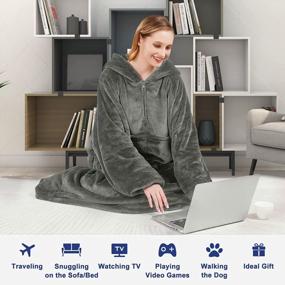 img 1 attached to Bobor Sweatshirt Blanket: Oversized Wearable Hoodie Fleece Blanket with Large Front 🧥 Pocket for Ultimate Comfort and Warmth - Perfect for Adults, Men, Women, and Kids!