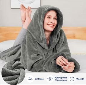 img 3 attached to Bobor Sweatshirt Blanket: Oversized Wearable Hoodie Fleece Blanket with Large Front 🧥 Pocket for Ultimate Comfort and Warmth - Perfect for Adults, Men, Women, and Kids!