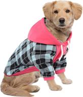 🐶 asenku plaid dog hoodie - warm pet sweatshirt with leash hole for small to medium dogs, hooded dog sweater pullover, coat apparel outfit логотип