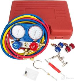 img 1 attached to 🛠️ Bang4buck Manifold Gauge Set: Efficient A/C Diagnostic Tool Kit for R22 R134a R410a Refrigeration, Brass Auto Service Set with 5 Feet Length and Case, 1/4 Inch Fittings (Red, Diagnostic Equipment with Case)
