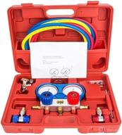 🛠️ bang4buck manifold gauge set: efficient a/c diagnostic tool kit for r22 r134a r410a refrigeration, brass auto service set with 5 feet length and case, 1/4 inch fittings (red, diagnostic equipment with case) logo