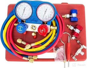 img 2 attached to 🛠️ Bang4buck Manifold Gauge Set: Efficient A/C Diagnostic Tool Kit for R22 R134a R410a Refrigeration, Brass Auto Service Set with 5 Feet Length and Case, 1/4 Inch Fittings (Red, Diagnostic Equipment with Case)