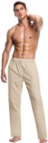 img 3 attached to Men'S Cotton Jogger Pants With Elastic Drawstring Waist - Relaxed Fit For Comfort