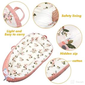 img 2 attached to 🌸 Delauv Baby Lounger: Co-Sleeping Newborn Lounger for Crib & Bassinet, Soft Breathable Fiberfill Portable Co-Sleeper for Newborns (0-12 months) - Flower Design (Thicker Option)