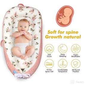 img 3 attached to 🌸 Delauv Baby Lounger: Co-Sleeping Newborn Lounger for Crib & Bassinet, Soft Breathable Fiberfill Portable Co-Sleeper for Newborns (0-12 months) - Flower Design (Thicker Option)