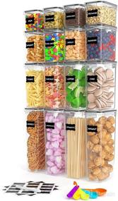 img 4 attached to 🍽️ 16 Piece Airtight Food Storage Containers Set for Kitchen and Pantry Organization, Perfect for Spaghetti, Cereal, Flour & Sugar, Includes Labels and Spoon Set