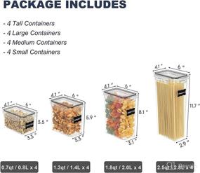 img 3 attached to 🍽️ 16 Piece Airtight Food Storage Containers Set for Kitchen and Pantry Organization, Perfect for Spaghetti, Cereal, Flour & Sugar, Includes Labels and Spoon Set