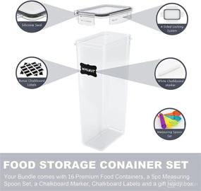 img 2 attached to 🍽️ 16 Piece Airtight Food Storage Containers Set for Kitchen and Pantry Organization, Perfect for Spaghetti, Cereal, Flour & Sugar, Includes Labels and Spoon Set