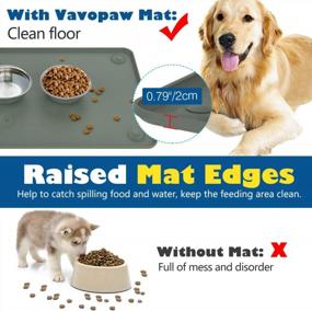 img 1 attached to Waterproof Raised Edge Pet Feeding Mat For Dogs And Cats - Non-Slip Food Grade Silicone Dog Bowl Placemat - XL 24" X 16" / 60 X 40 Cm - Celadon By VavoPaw