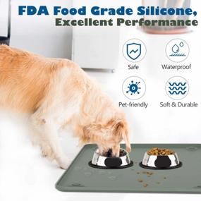 img 2 attached to Waterproof Raised Edge Pet Feeding Mat For Dogs And Cats - Non-Slip Food Grade Silicone Dog Bowl Placemat - XL 24" X 16" / 60 X 40 Cm - Celadon By VavoPaw