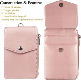 img 3 attached to Teskyer Leather Badge Holder With Zipper Pocket,1 Clear ID Window And 3 Card Slots With Secure Cover, Premium Leather ID Holder With Nylon Lanyard For Office School ID, Credit Cards, Driver Licence